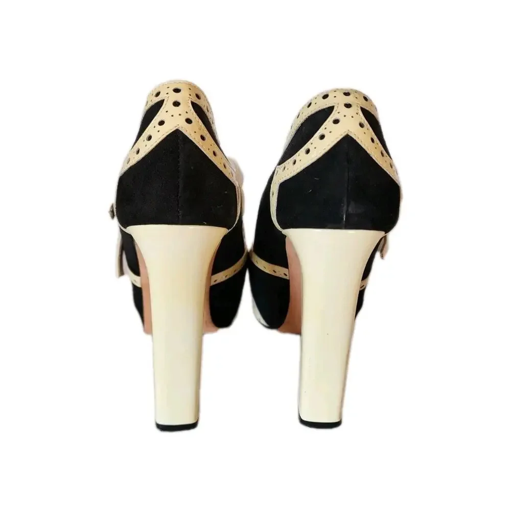 Marchez Vous Italian Spectator Pumps Sz 9 Black/Yellow 5